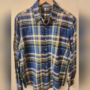 Ralph Lauren Polo Mens Longsleeve Plaid Dress Shirt Sz Large